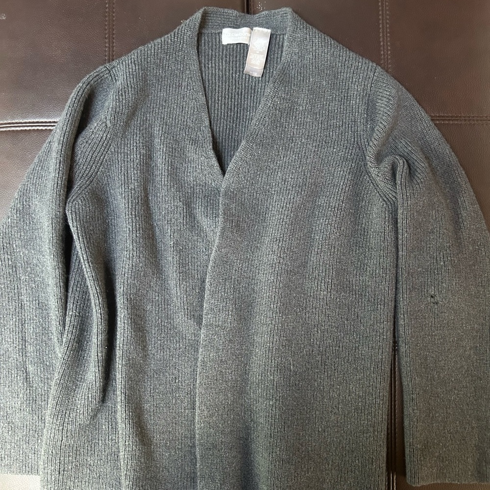 Liz Claiborne Woman’s 100% Merino Wool Charcoal Cardigan Size M